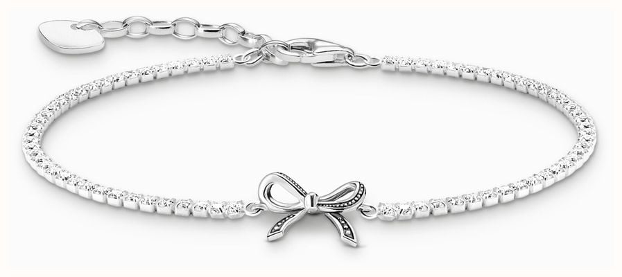 Thomas Sabo Lovely Romance Bow White Zirconia Sterling Silver Bracelet 19cm A2172-643-14-L19V