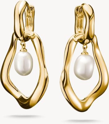 Thomas Sabo Gold-plated Hoop Earrings With Freshwater Pearls Natural Bea H2321-430-14