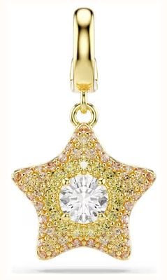 Swarovski Sublima Charm Round cut, Star, Yellow, 18K gold finish 5755514