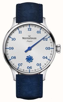 MeisterSinger Pangaea Automatic (40mm) Silver-Grey Fermata Dial / Dark-Blue Leather Strap PDS901B-SF04