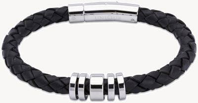 Unique & Co Black Leather | Steel Elements | Bracelet A65BL/21CM