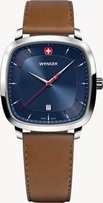 Wenger Vintage Classic Quartz (37mm) Blue Sunburst Dial / Brown SmartCycle Strap 01.1921.106