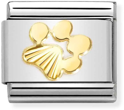Nomination Classic Paw Print 18ct Gold & Steel Charm 030149/44