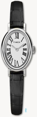 Timex Cavatina (19mm) White Dial / Black Leather Strap TW2W78400