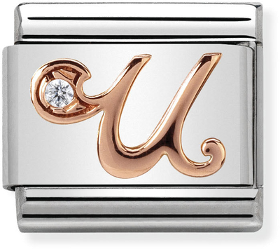 Nomination Classic Letter U 9ct Rose Gold & Steel Charm 430310/21