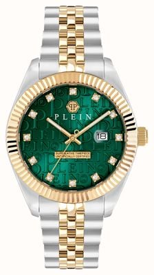 Philipp Plein ROCK COUTURE Date Superlative (41mm) Green Dial / Two-Tone Stainless Steel Bracelet PWMFA0325