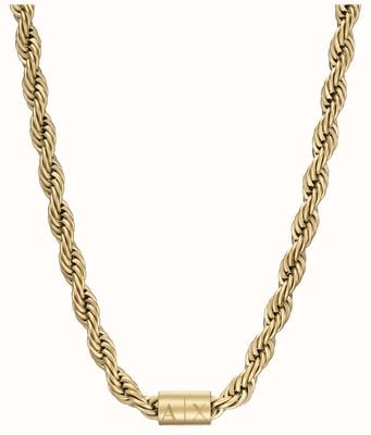 Armani Exchange Men's Gold-Tone Stainless Steel Twisted Chain Necklace AXG0126710