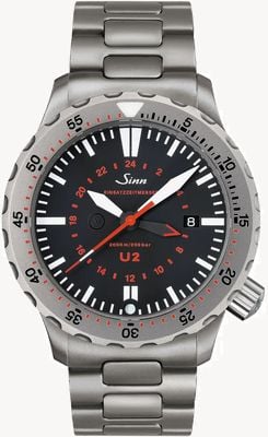 Sinn U2 EZM 5 TEGIMENT (44mm) Matte Black Dial / Bead-Blasted Stainless Steel Bracelet 1020.030-BRACELET