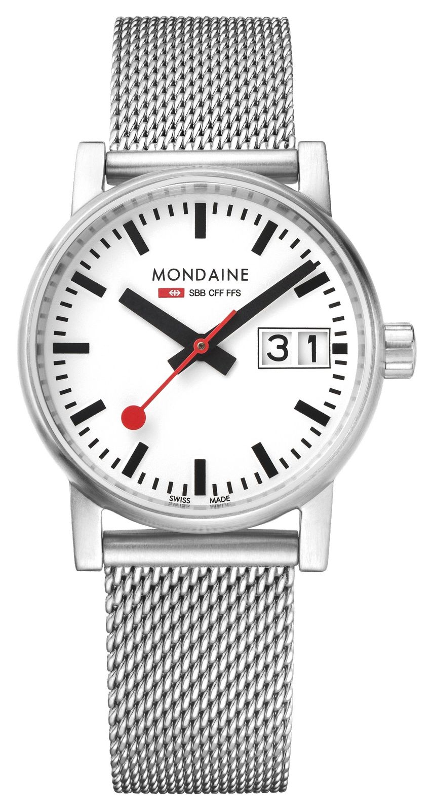 Mondaine MSE.30210.SM Evo2 30mm Big Date Stainless Steel Watch