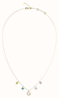 Guess Secret Garden Flower Charms Necklace 16-18" UBN06032YGMC