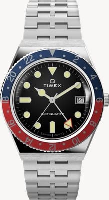 Timex Q Timex GMT (38mm) Black Dial / Stainless Steel Bracelet TW2V38000