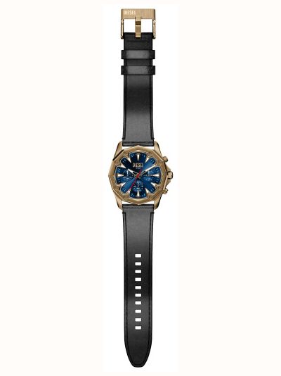 Diesel Stinger Black Leather Blue Dial Watch DZ4733 - alternate view 5