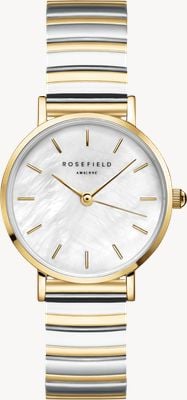 Rosefield Small Edit (26mm) White Mother-of-Pearl Dial / Two-Tone Stainless Steel Bracelet SEWDSG-SE03