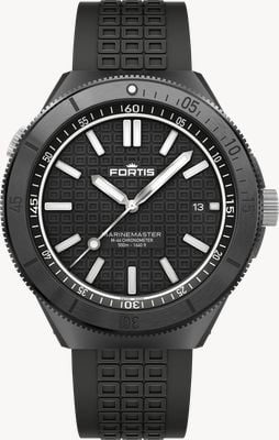 FORTIS Marinemaster M-44 Chronometer Gravity Black DLC (44mm) Horizon Ultra-flexible FKM Rubber Strap F8120030
