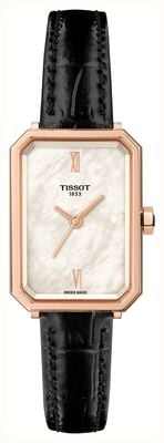 Tissot SRV Quartz (21.8mm) White Mother-of-Pearl Dial / Black Alligator Leather Strap T1601103611300