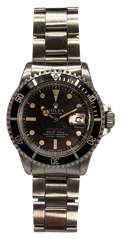 Pre-owned J15078 Rolex Red Submariner 40mm 1970 Watch Box &