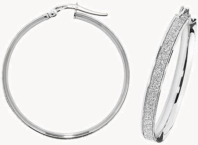 Treasure House 9k White Gold Hoop Earrings 30 mm ER1023W-30