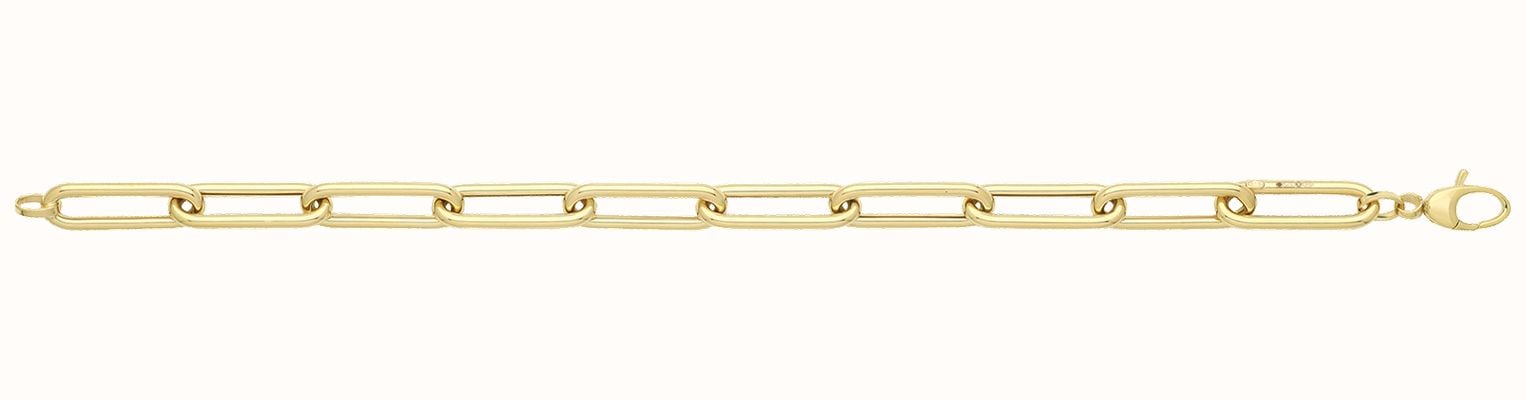 James Moore TH Ladies 9ct Yellow Gold 7.5"" Paperclip Bracelet BR661