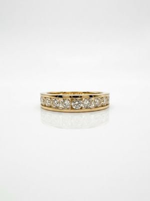 1.03ct Round Brilliant Natural Diamond 9ct Yellow Gold Half Eternity Ring J82244