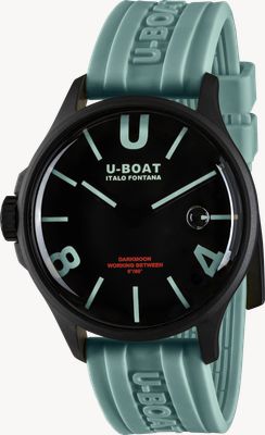 U-Boat Darkmoon BK Curve Aquamarine PVD (46.5mm) Black Dial / Aquamarine Silicone Strap 9526/B