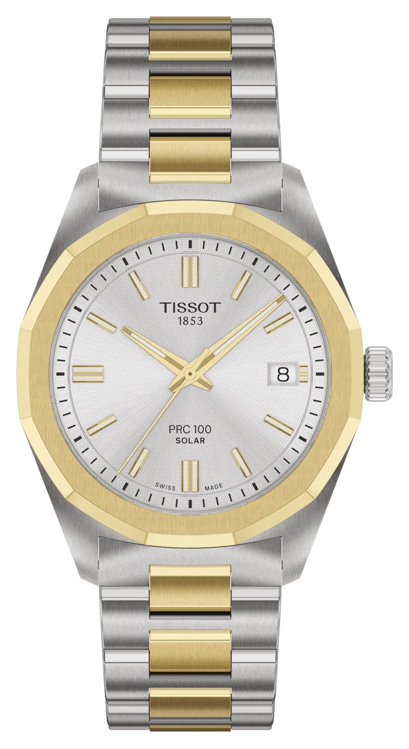 Tissot T1518222203100 PRC 100 Solar (34mm) Silver Dial / Two Watch