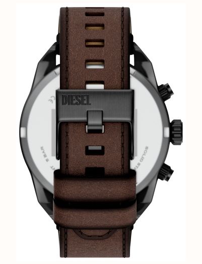 Diesel Spiked Black Leather Brown Dial Watch DZ4735 - alternate view 3