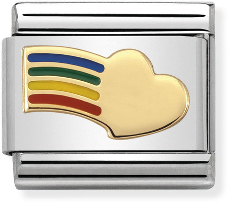 Nomination Classic Heart 18ct Gold & Steel Enamel Charm 030283/12