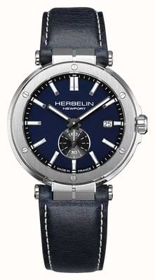 Herbelin Newport Quartz Small-Seconds (40.5mm) Blue Dial / Blue Leather Strap 18389A45