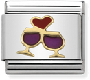 Nomination Classic Glasses With Heart 18ct Gold & Steel Enamel Charm 030283/08