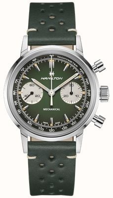 Hamilton American Classic Intramatic Chronograph H (40mm) Green Dial / Green Leather + Stainless Steel Mesh H38429861