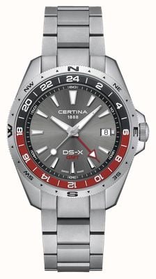 Certina DS-X Quartz GMT (41mm) Grey Dial / Stainless Steel Bracelet C0474521108101