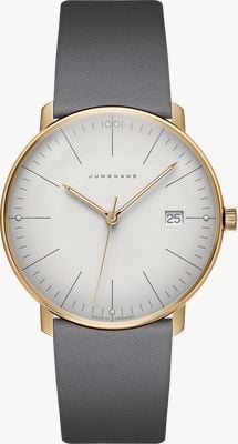 Junghans max bill Quartz (38mm) Soft Grey Dial / Grey Leather Strap 41/7857.02