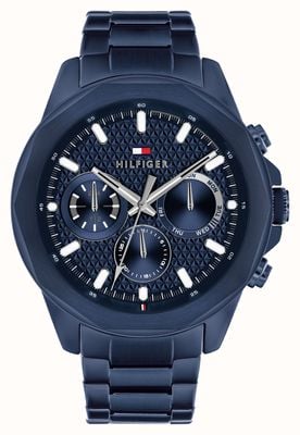 Tommy Hilfiger Lars Multifunction (46mm) Textured Blue Dial / Blue PVD Stainless Steel Bracelet 1710652