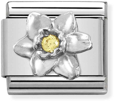 Nomination Composable CL Symbols Stainless Steel Silver 925 And Cubic Zirconia Daffodil 330311/14