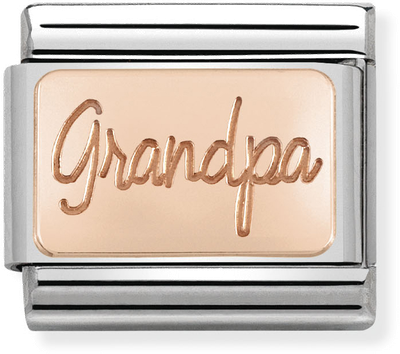 Nomination Classic PLATES In Stainless Steel With 9k Rose Gold CUSTOM Grandpa Plate Charm 430101/35