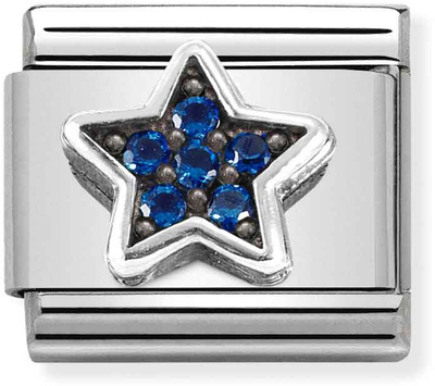 Nomination Classic Blue Star Oxidised Sterling Silver & Steel Charm 330323/09