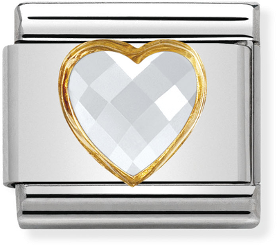Nomination Classic Heart 18ct Gold & Steel Charm 030610/010