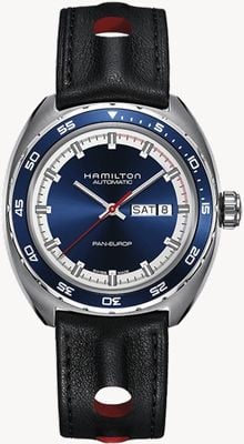 Hamilton American Classic Pan Europ Day-Date Automatic (42mm) Blue Dial / Black Leather Strap + NATO Strap H35405741