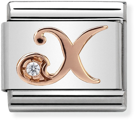 Nomination Classic Letter X 9ct Rose Gold & Steel Charm 430310/24