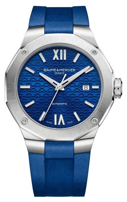 Baume & Mercier 10619 Riviera Blue Rubber Strap Watch