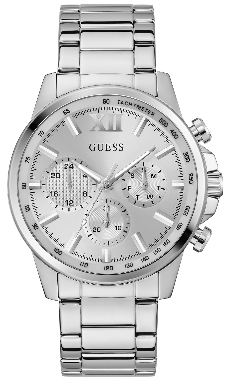 Guess GW0900G6 Men's Walker Silver-Tone Sunray Dial Silver- Watch