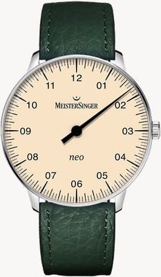 MeisterSinger Neo Sapphire (36mm) Ivory Dial / Pine Green Leather Strap NES903-SB117