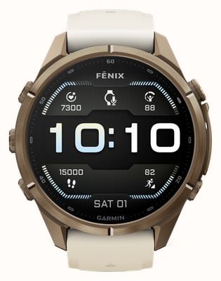 Garmin Fenix 9 Pro 43mm Premium GPS Smartwatch - Autumn Gold Titanium With Cream/French Grey Silicone Watch 010-04335-26