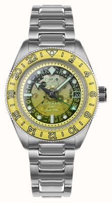Out Of Order Limoncello Limited Edition Automatic GMT (40mm) Gradient Glass Dial / Stainless Steel Bracelet OOO.001-25.LI.BAND.SS