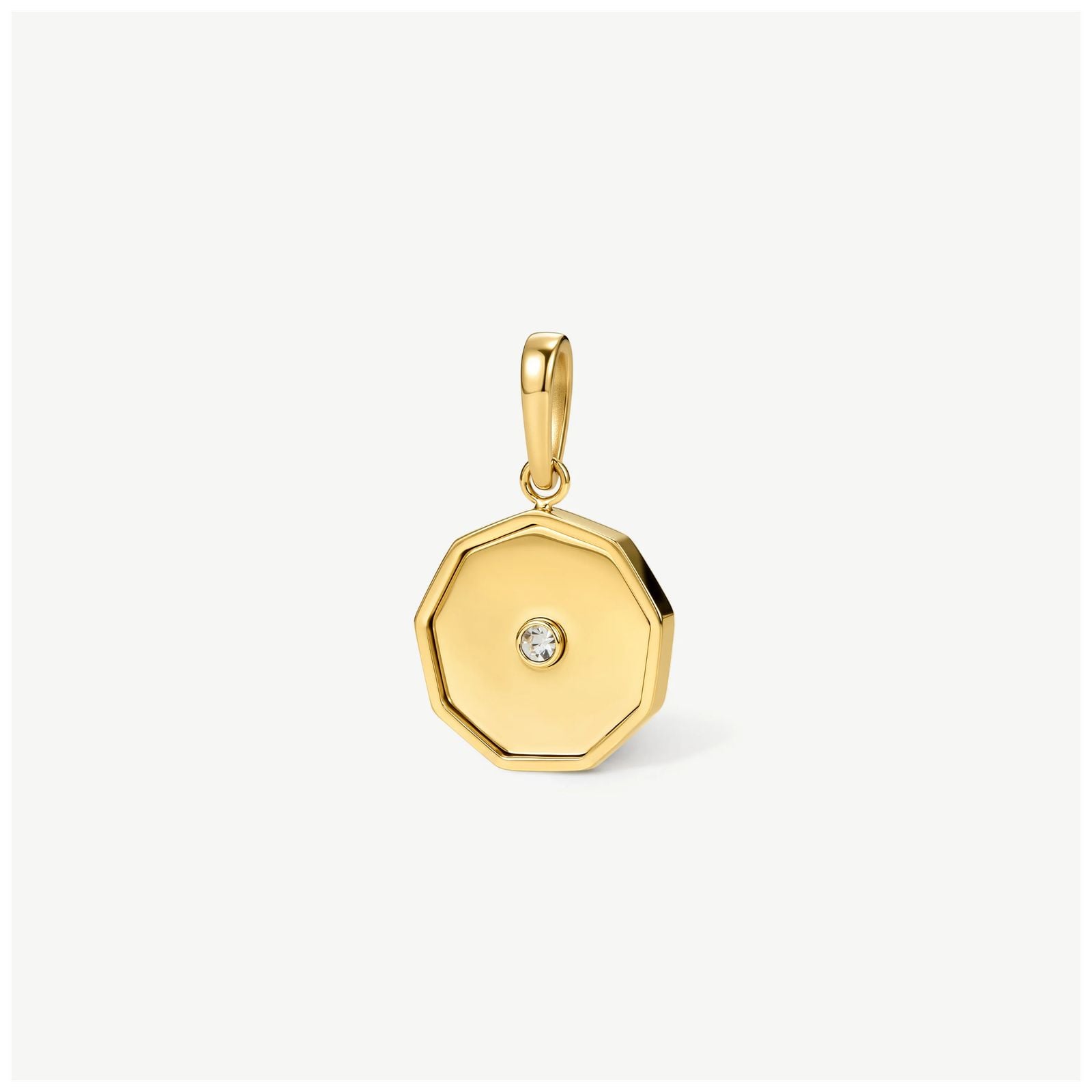 D.LOUISE CH-33 Gold Tone White Stone Nonagon Pendant Jewellery