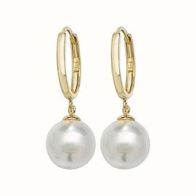 James Moore TH 9k Yellow Gold Drop Pearl Earrings ER1144