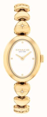 Coach Sammy Two-Hand Quartz (22.5mm) White Dial / Gold PVD Stainless Steel Heart Bracelet 14504638