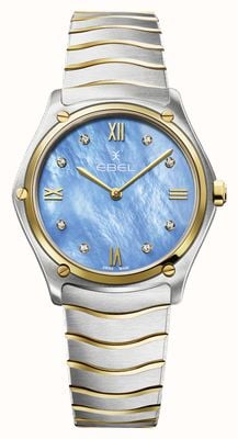 EBEL Sport Classic Grande Lady - 8 Diamonds (33mm) Tranquil Blue Dial / 18K Gold & Stainless Steel 1216603