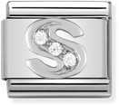 Nomination Classic Letter S Sterling Silver & Steel Cubic Zirconia Charm 330301/19