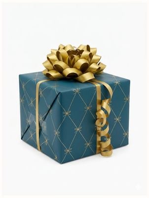 Navy And Gold Bow Style Luxury Gift Wrap J19103
